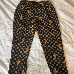 Zara Black Joggers with Gold Tiger Print